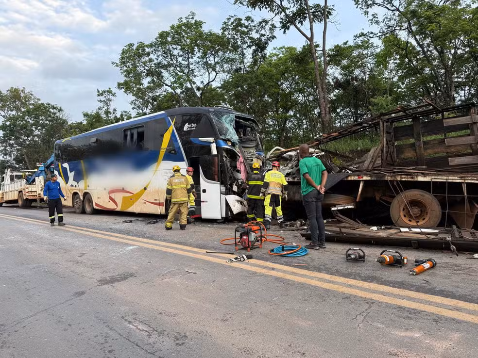 Três pessoas morrem em grave colisão entre ônibus e caminhão na BR-365
