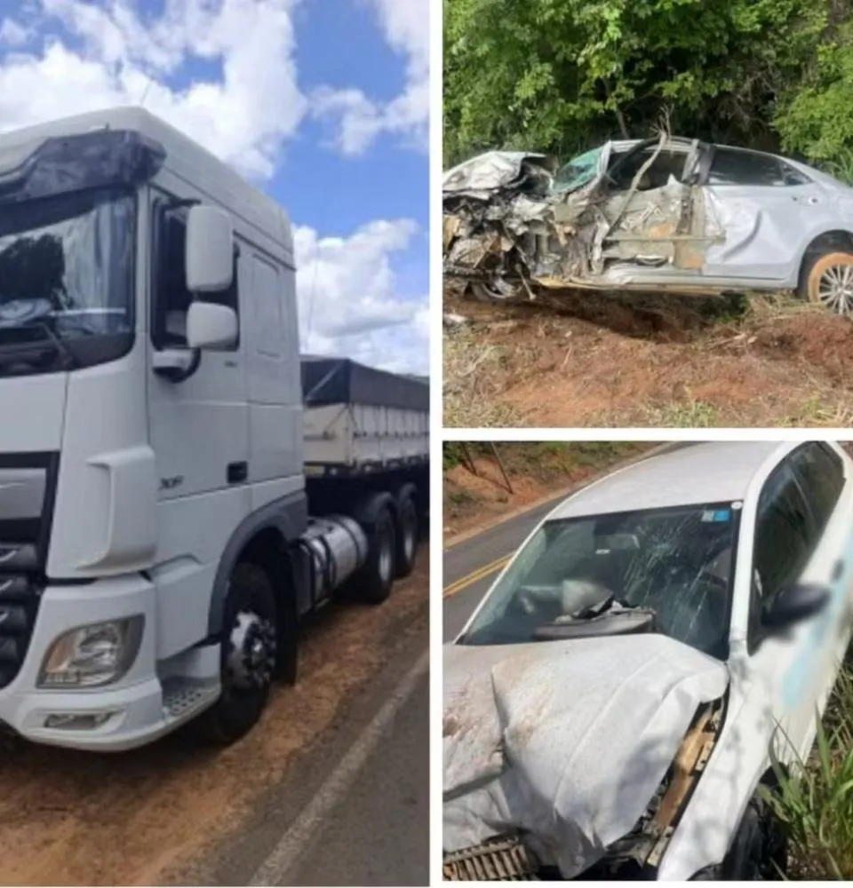 Colisão entre caminhão e carros deixa oito feridos na MG-404, em Taiobeiras