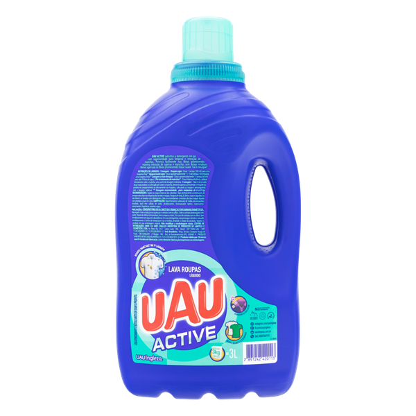 LAVA-ROUPAS LÍQUIDO ROUPAS BRANCAS E COLORIDAS UAU ACTIVE GALÃO 3L